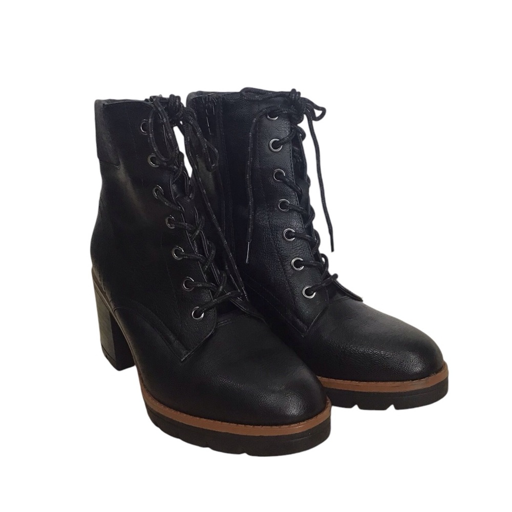 Naturalizer Madelynn 2 Black Heeled Lace Up Boots Size 7.5 M
